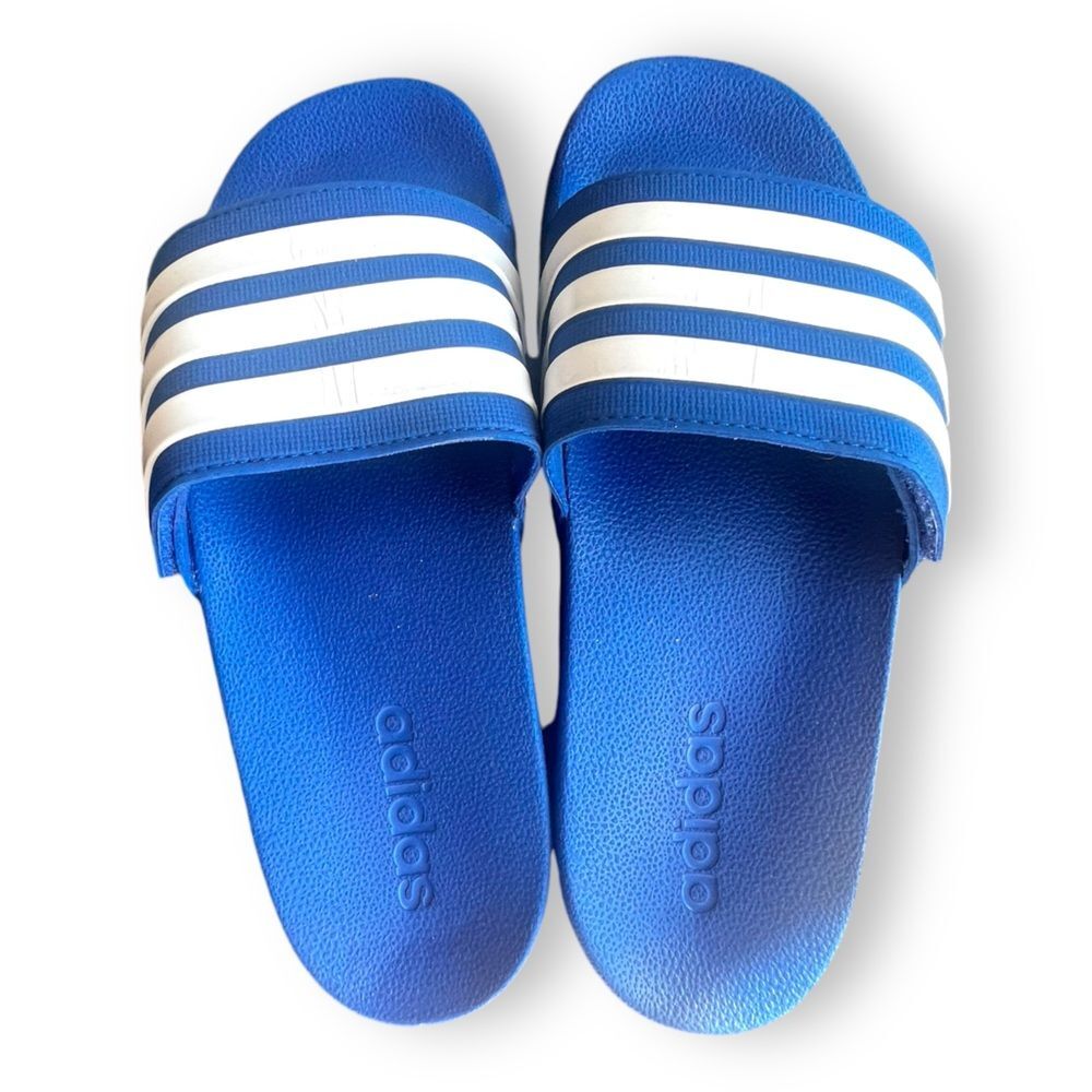 Adidas Unisex Adilette Shower Slides Slip-On Striped GZ3772 Blue/White Size 4